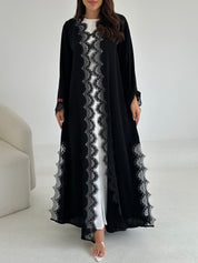 C 2656 Black Crystal Lace Abaya