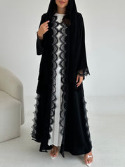 C 2656 Black Crystal Lace Abaya