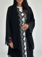 C 2656 Black Crystal Lace Abaya