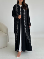 C 2657 Black Crystal Lace Abaya