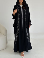 C 2657 Black Crystal Lace Abaya
