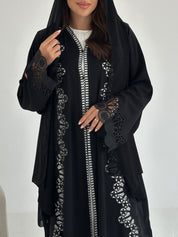 C 2657 Black Crystal Lace Abaya