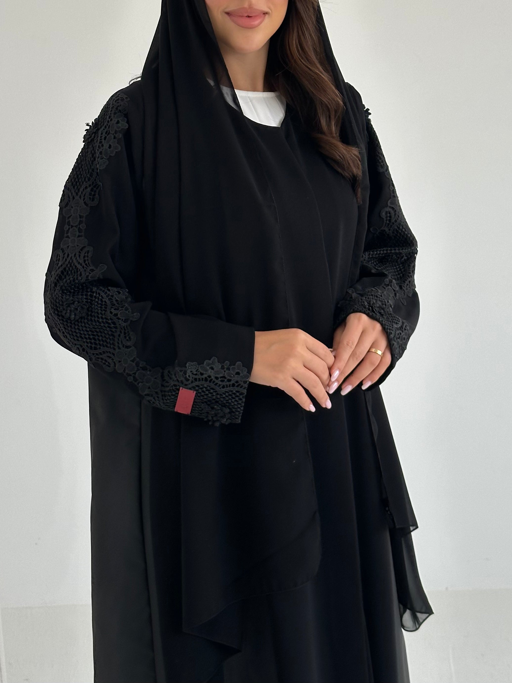 C 2658 Black Lace Abaya