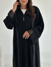 C 2659 Black Crystal Lace Abaya