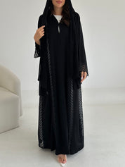 C 2659 Black Crystal Lace Abaya