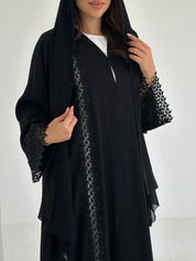 C 2659 Black Crystal Lace Abaya