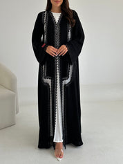 C 2660 Black Crystal Lace Abaya