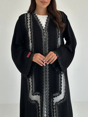 C 2660 Black Crystal Lace Abaya