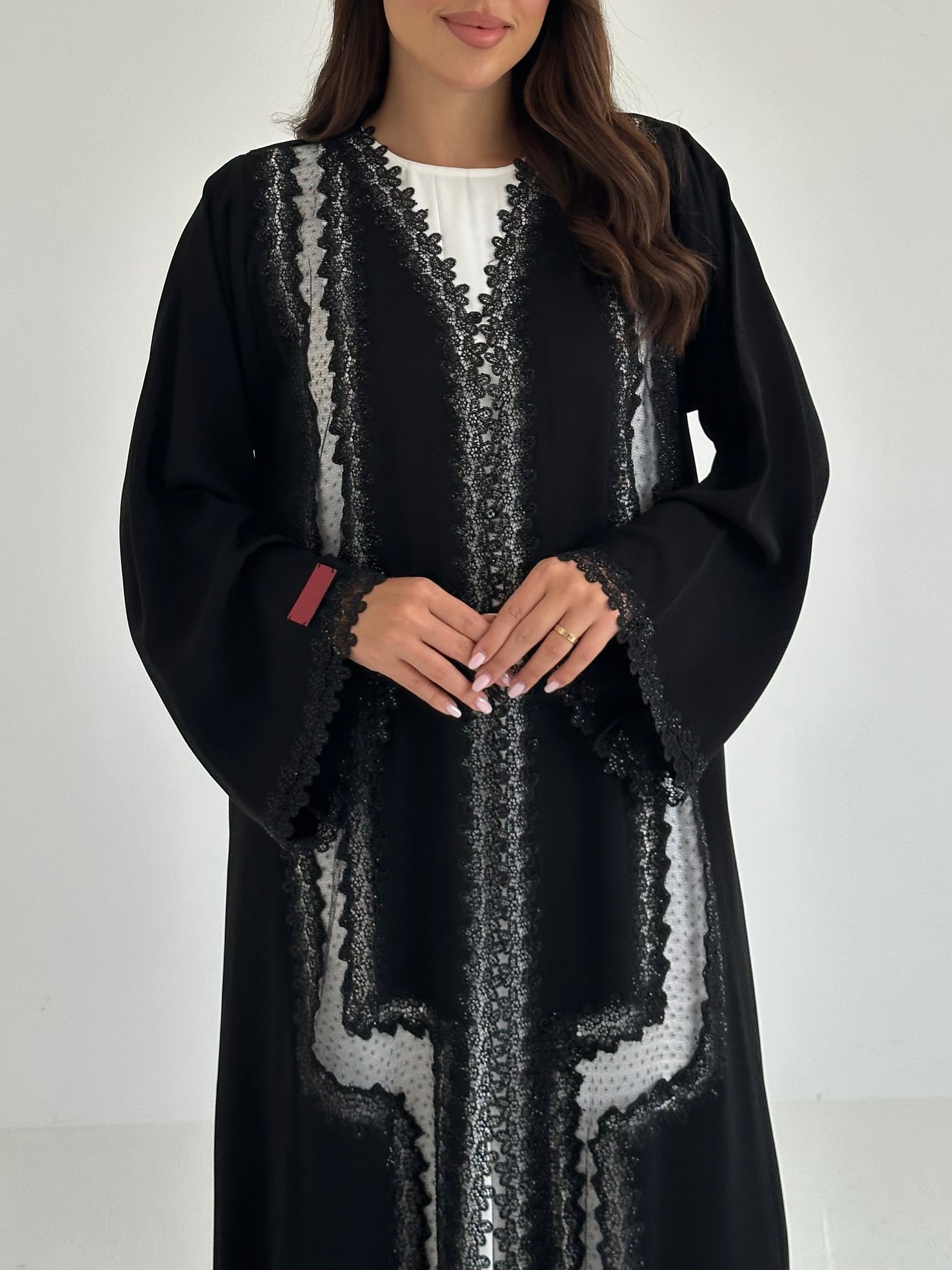 C 2660 Black Crystal Lace Abaya