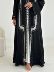 C 2660 Black Crystal Lace Abaya