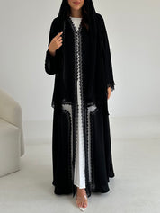 C 2660 Black Crystal Lace Abaya