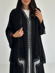 C 2660 Black Crystal Lace Abaya