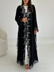 C 2661 Black Crystal Lace Abaya