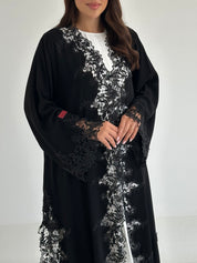 C 2661 Black Crystal Lace Abaya