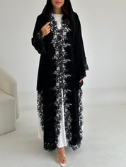 C 2661 Black Crystal Lace Abaya