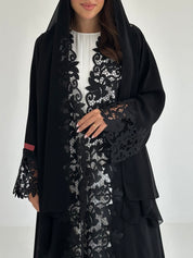 C 2662 Black Crystal Lace Abaya