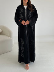 C 2663 Black Beaded Lace Abaya