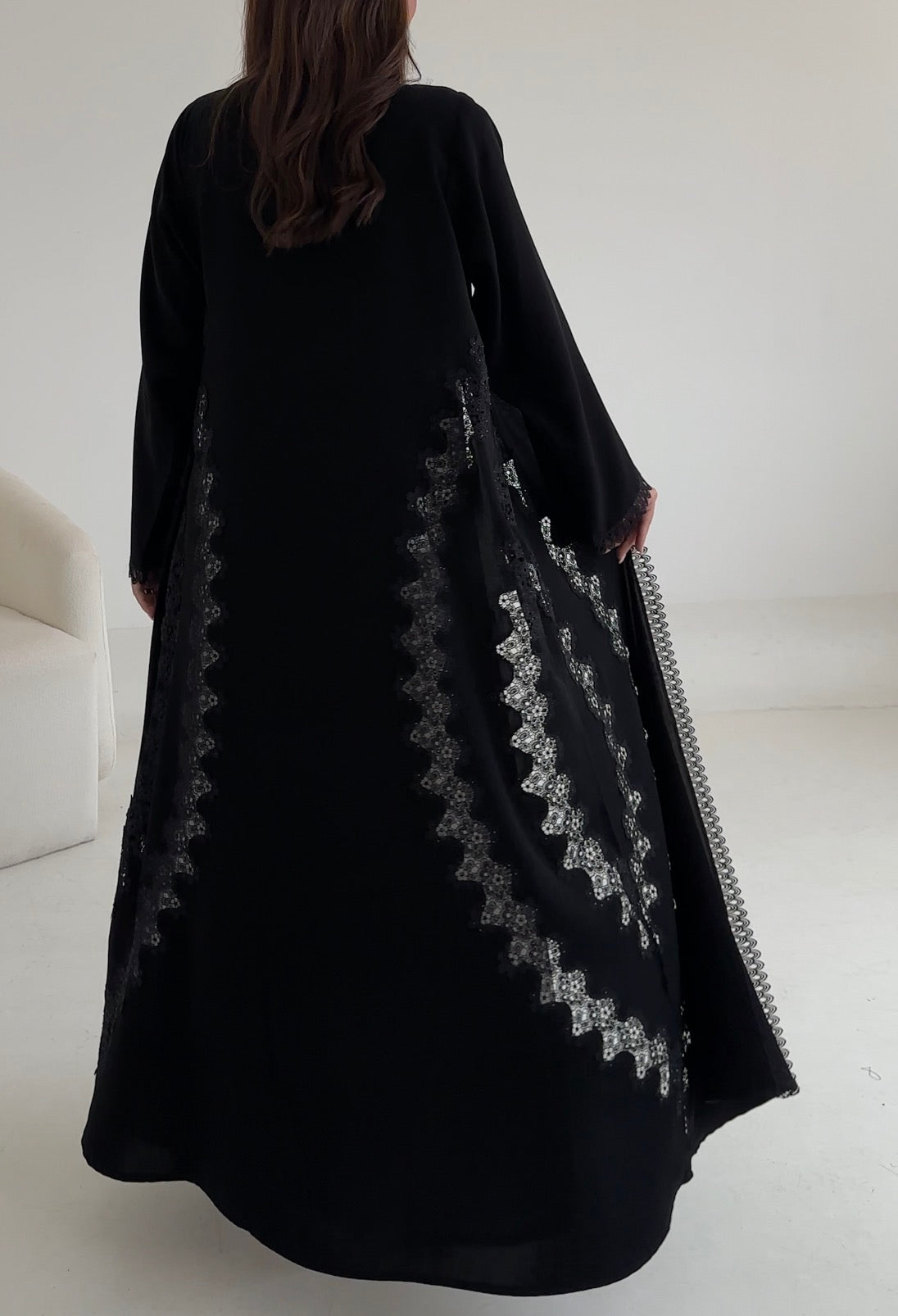 C 2664 Black Lace Abaya