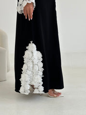 C 2665 - 01 - Black White Floral Lace Abaya