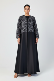 C 2666 - 02 - Black Silver Beaded Abaya