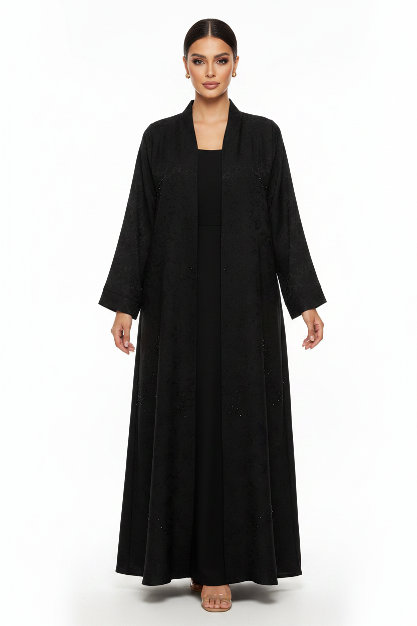 C 2669 Black Beaded Abaya