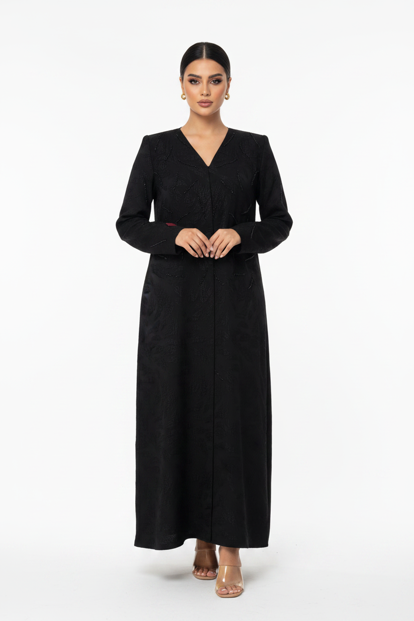 C 2673 Black Beaded Abaya