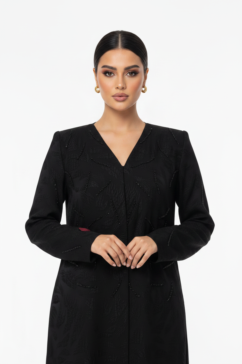 C 2673 Black Beaded Abaya