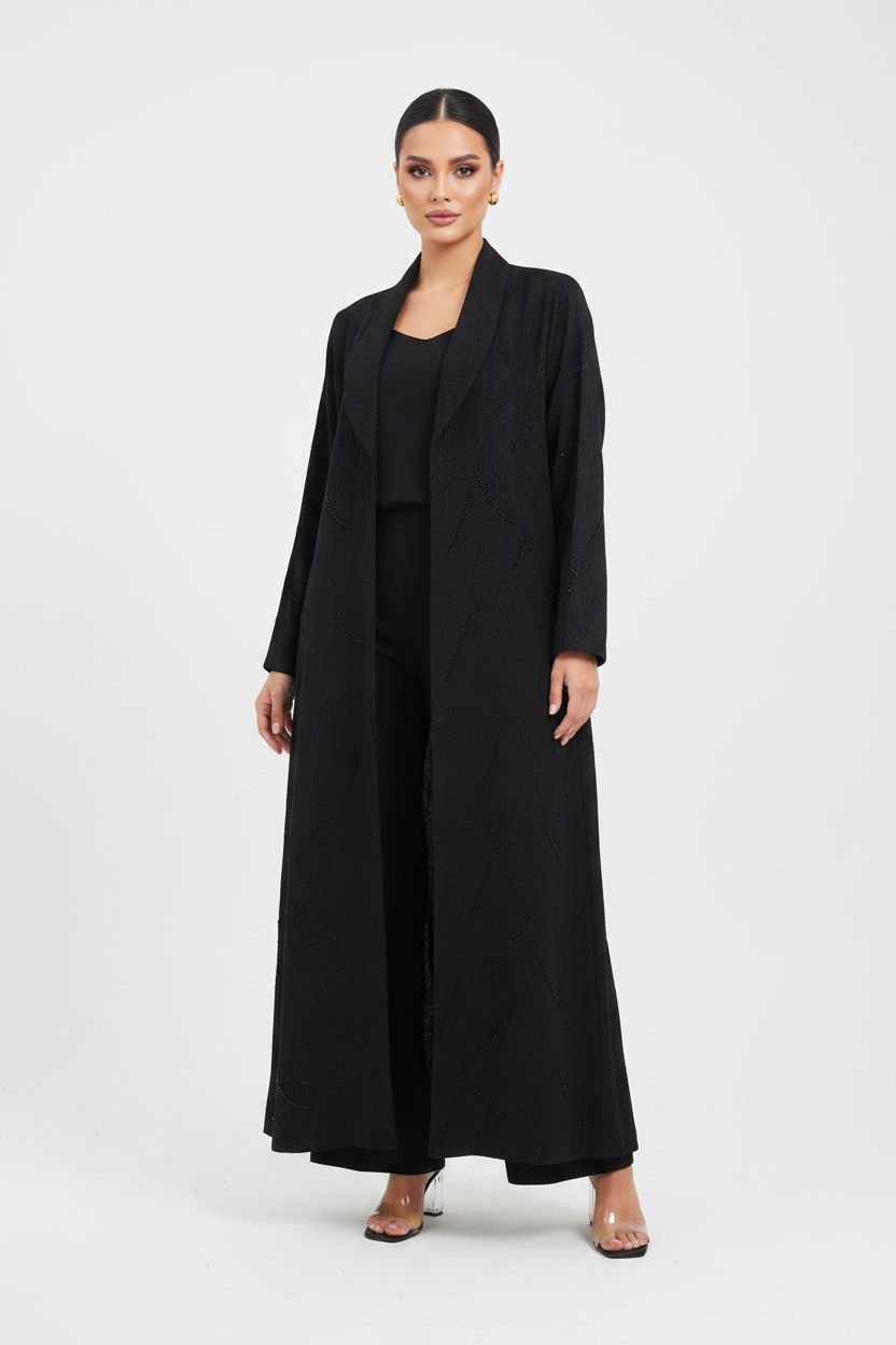 C 2675 Black Beaded Abaya