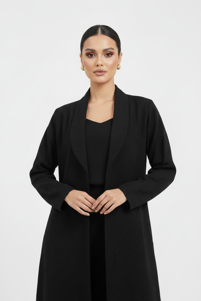 C 2675 Black Beaded Abaya