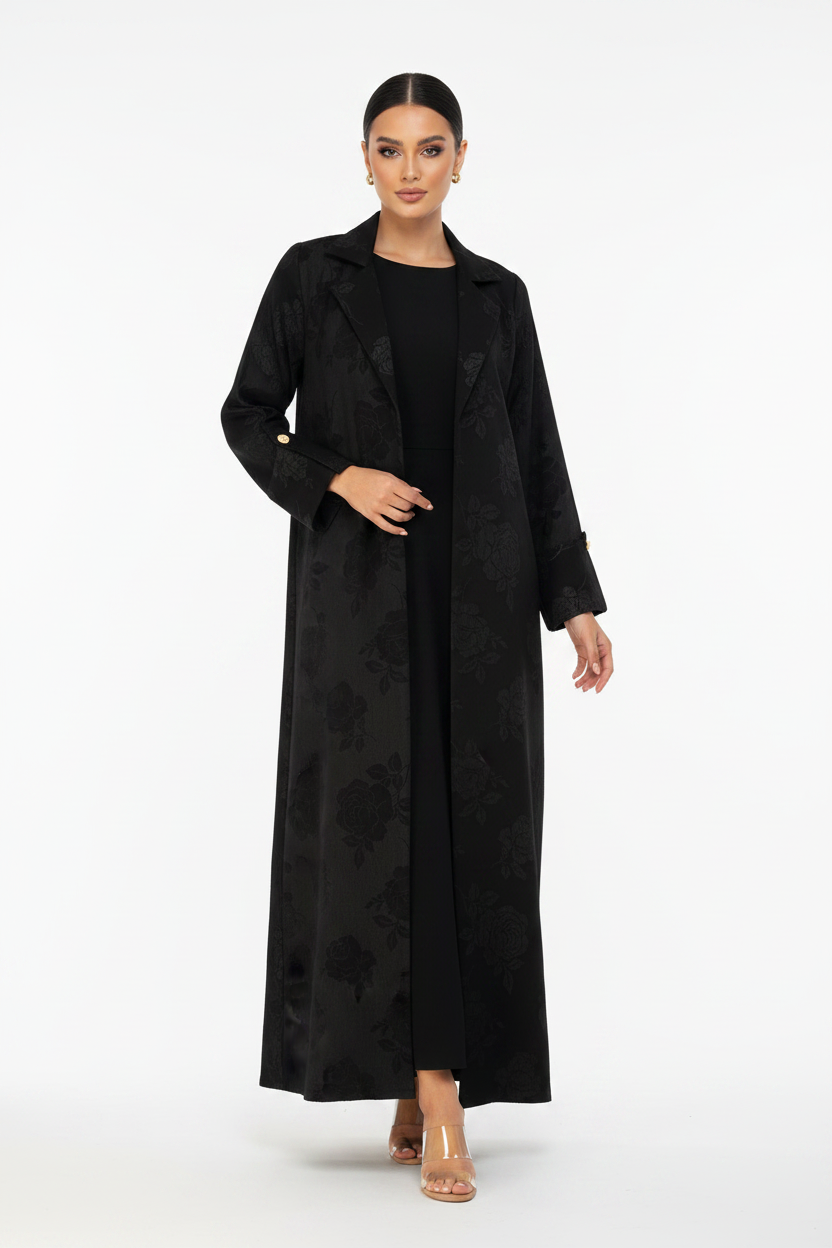 C 2676 Black Floral Abaya