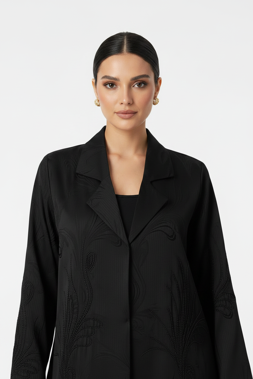 C 2677 Black Beaded Work Abaya