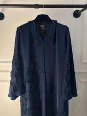 C 2684 Navy Blue Beaded Abaya