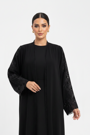 C 2689 Black Lace Abaya