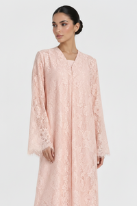 C 2694-01 Light Pink Dantel Abaya - XS / 50