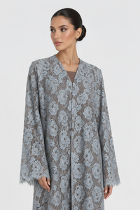 C 2694-03 Dusty Blue Dantel Abaya - XS / 50