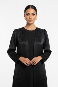 C 2698 Black Patterned Abaya - XS / 50