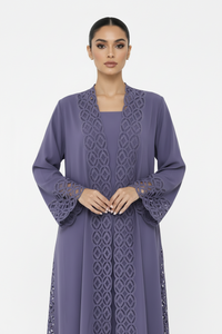C 2703 Amethyst Purple Lasercut Abaya - XS / 50