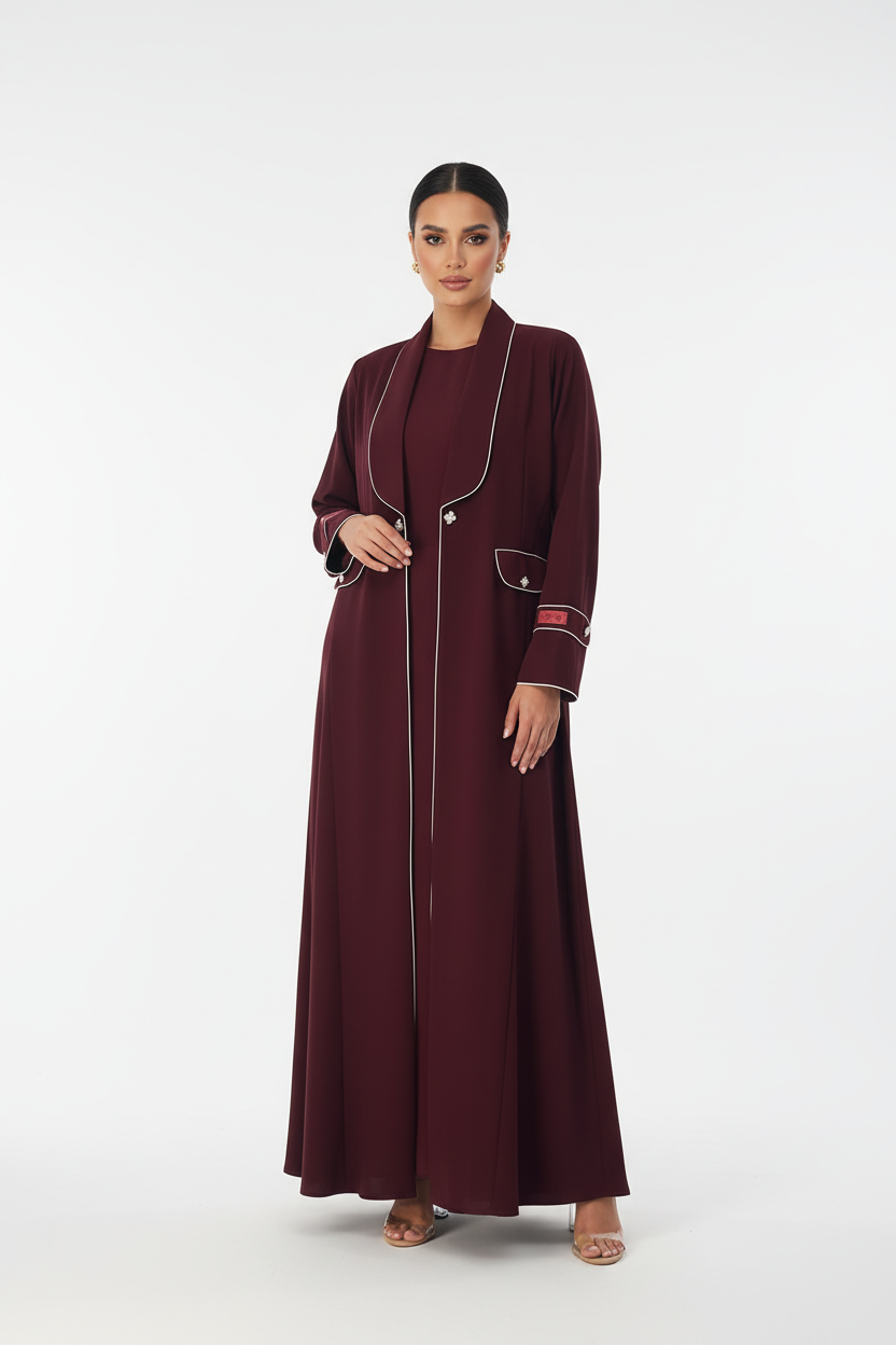 C 2706 Burgundy Work Abaya