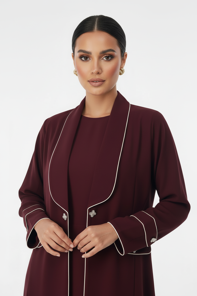 C 2706 Burgundy Work Abaya
