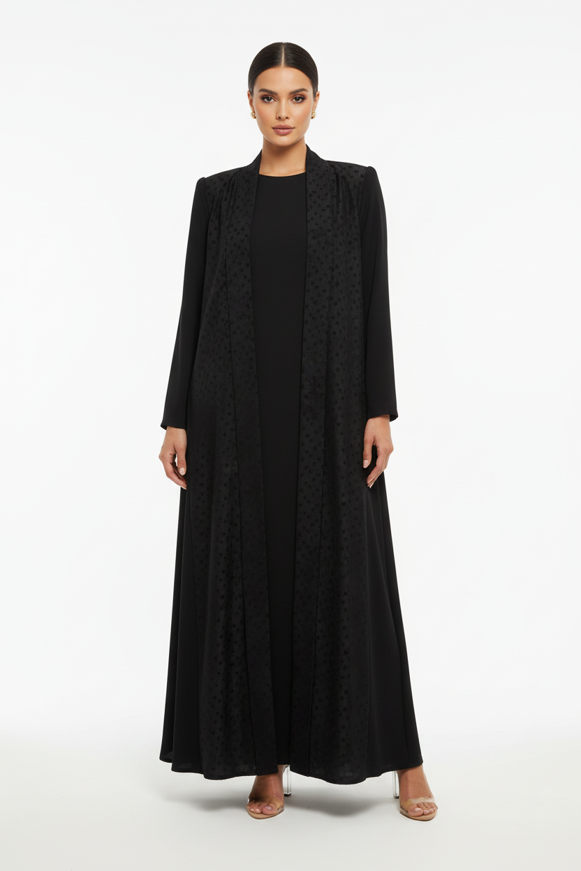 C 2707 Black Polka Dot Abaya