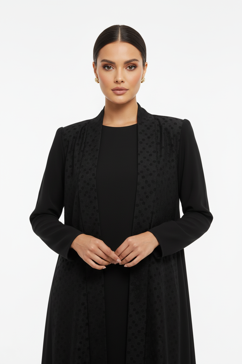 C 2707 Black Polka Dot Abaya