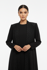 C 2707 Black Polka Dot Abaya - XS / 50