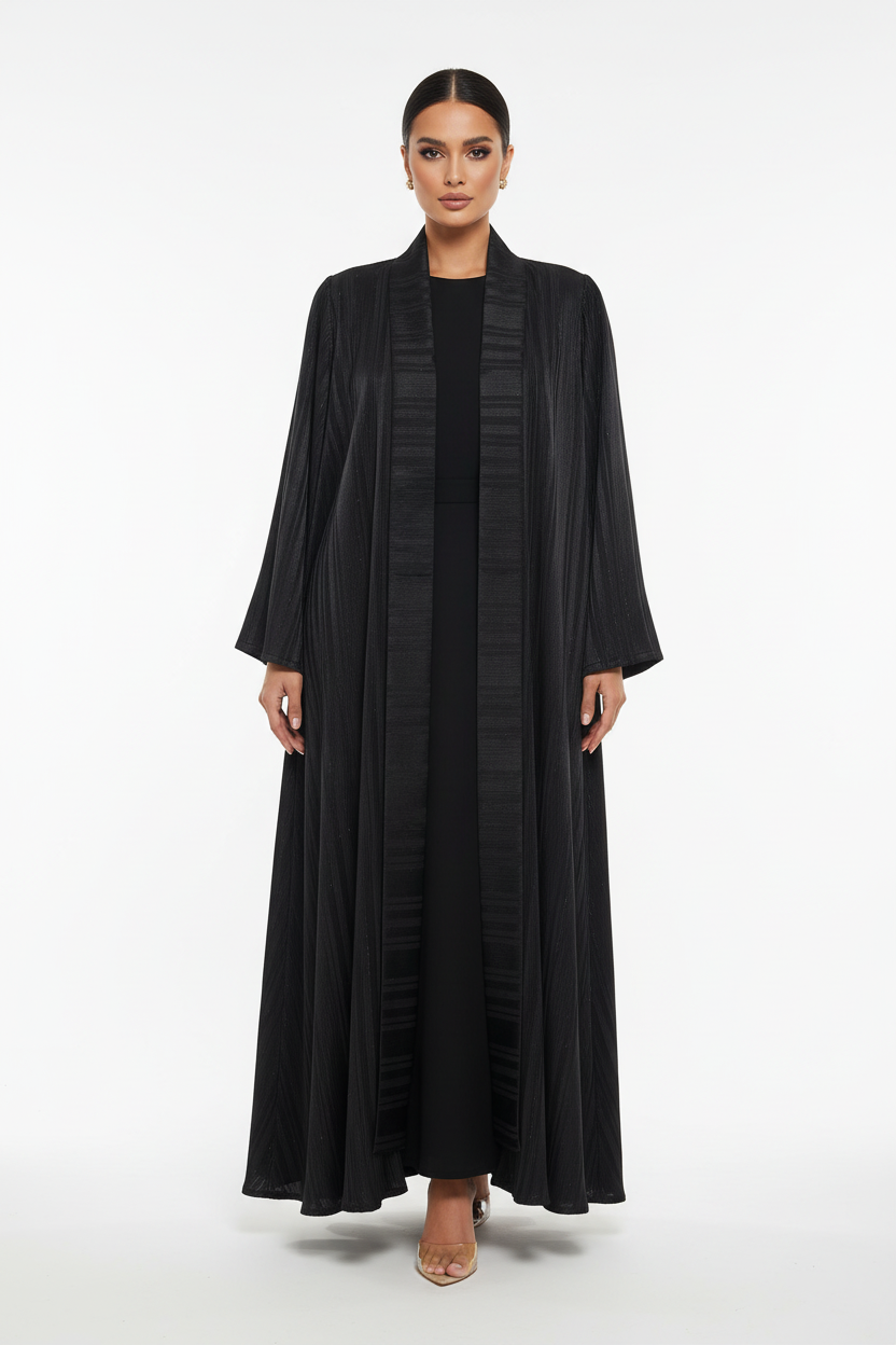 C 2708 Black Striped Abaya