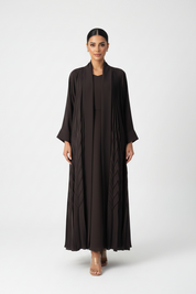C 2710 Saddle Brown Pleated Abaya
