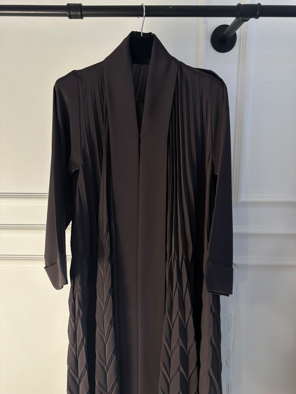 C 2710 Saddle Brown Pleated Abaya