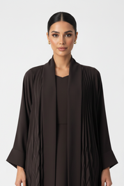 C 2710 Saddle Brown Pleated Abaya