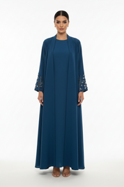 C 2711 Sapphire Blue Beaded Abaya