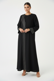 C 2712 Black Striped Abaya