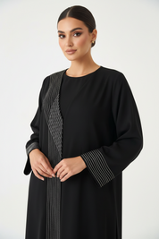 C 2712 Black Striped Abaya