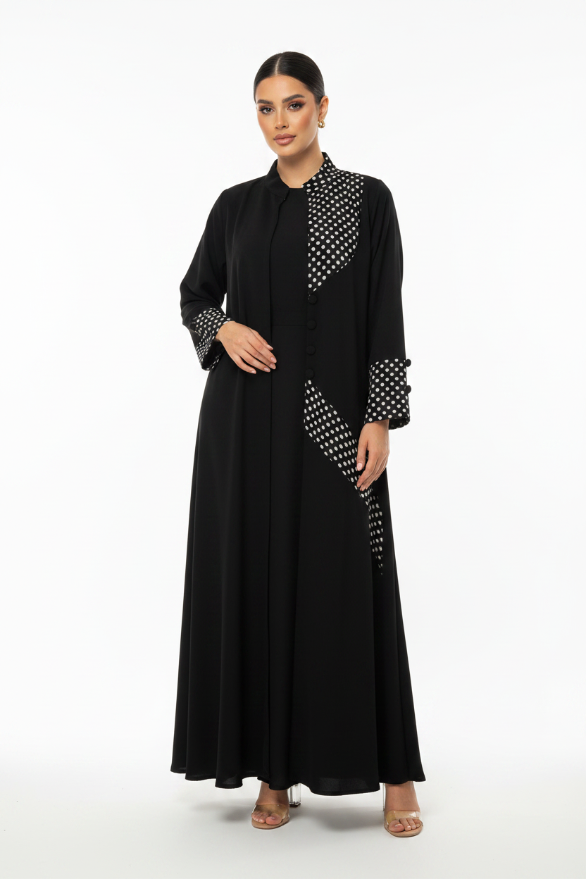 C 2713 Black Polka Dot Abaya